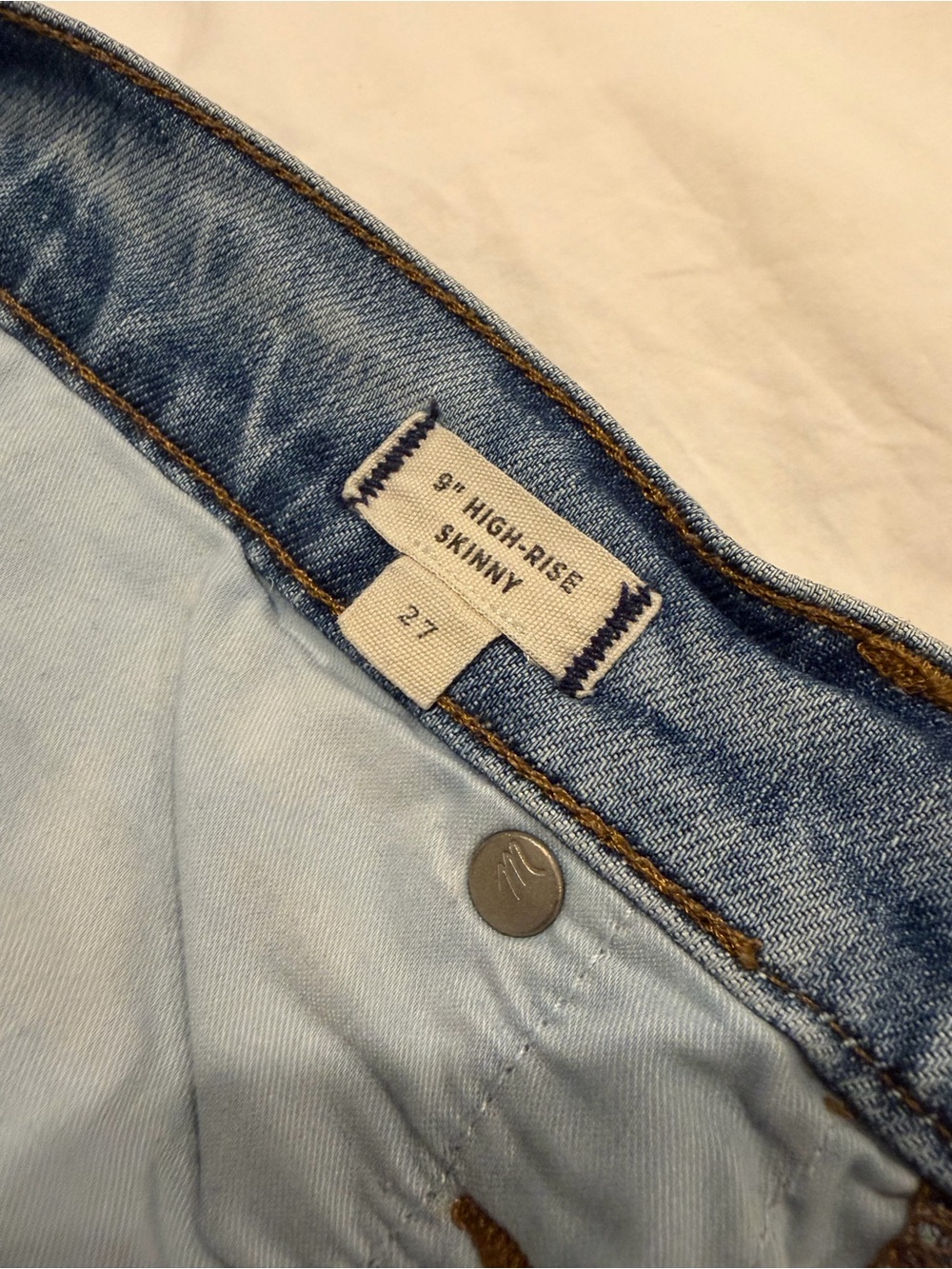 Madewell 9” high-rise skinny size 27 light blue denim jeans